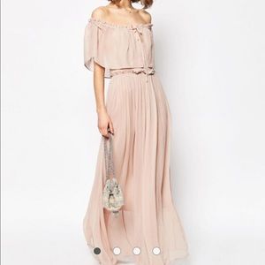 ASOS bridesmaid dress flutter sleeve.